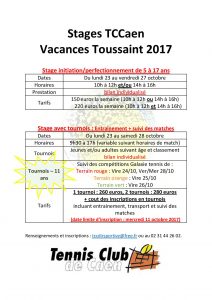 Stages Toussaint 2017